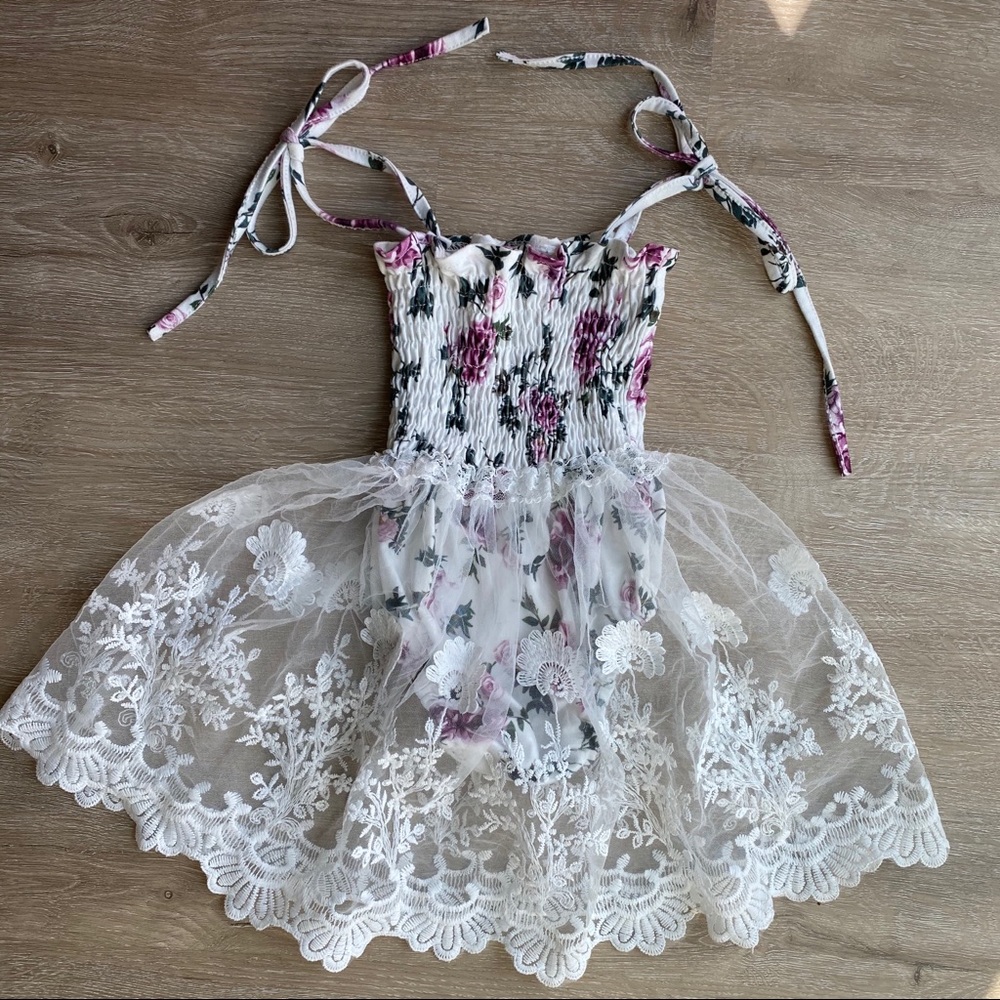 Floral romper with lace skirt 12-18 months